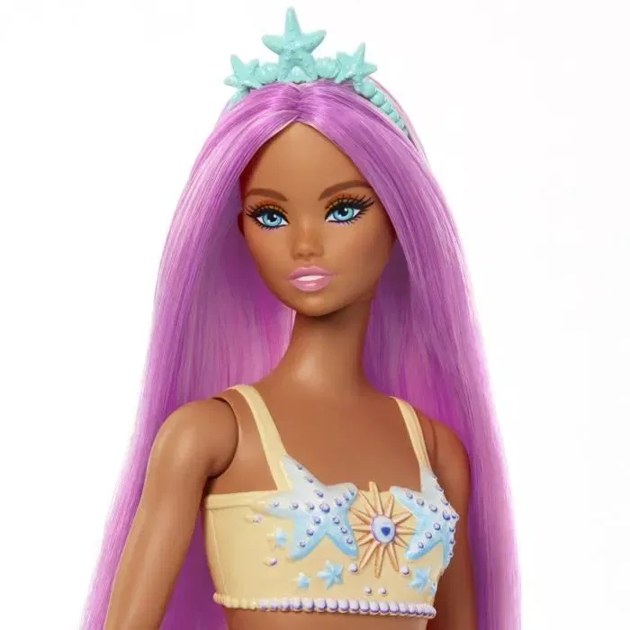 Barbie HRR05 - Poupée Sirène avec cheveux et nageoires colorées et serre-tête, jouet enfant à partir de 3 ans
