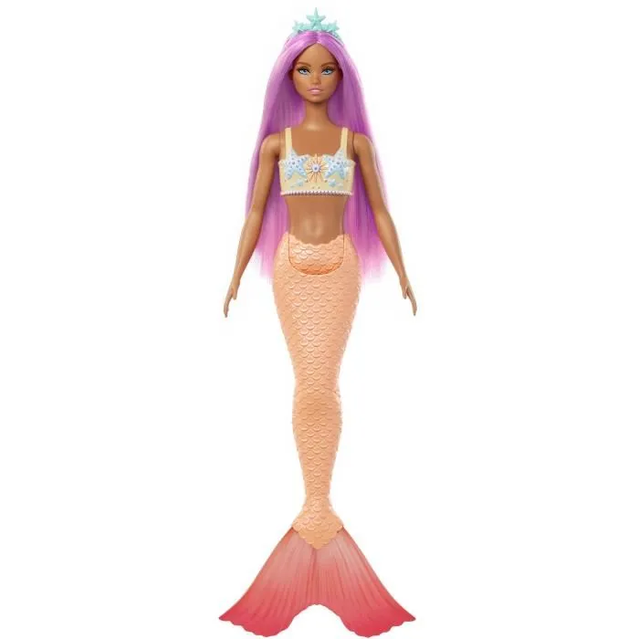 Barbie HRR05 - Poupée Sirène avec cheveux et nageoires colorées et serre-tête, jouet enfant à partir de 3 ans