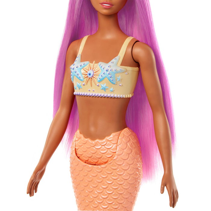 Barbie Poupée Sirène aux Cheveux Fantaisie Rose et Orange