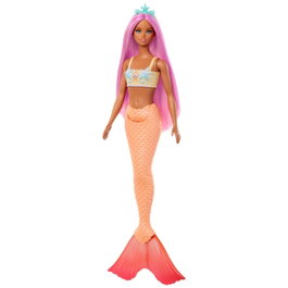 Barbie Poupée Sirène aux Cheveux Fantaisie Rose et Orange