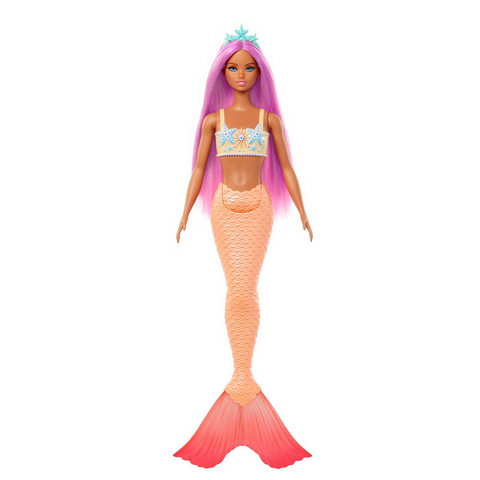 Barbie Poupée Sirène aux Cheveux Fantaisie Rose et Orange