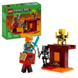 Lego Minecraft 21266 La Bataille de la Lave du Nether, Jeu de Construction - Set avec 4 Personnages