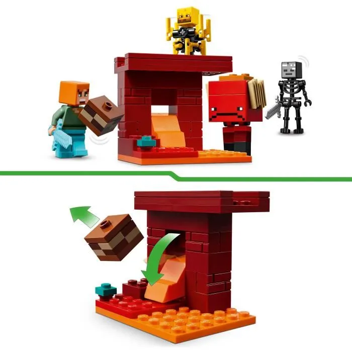 Lego Minecraft 21266 La Bataille de la Lave du Nether, Jeu de Construction - Set avec 4 Personnages