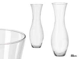GIFTDECOR Vase en verre transparent col étroit 53 cm