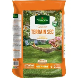Vilmorin Semences de gazon rustique pour terrain sec - 10 kg - Couvre jusqu'à 400 m²