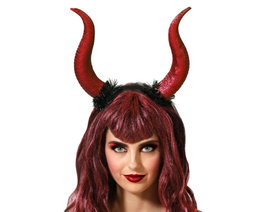 Atosa Diadema avec cornes géantes rouges de diable Halloween