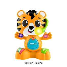 Fisher-PPrice Banda Animal Tin El Tigre - Jouet d'apprentissage interactif pour bébé avec chansons, sons, lumières et micro, en italien
