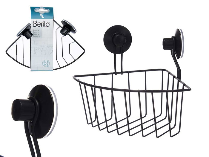 Berilo Support mural d'angle en métal noir mat avec ventouse 13x17x3 cm (Set de 12) Berilo Support mural d'angle en métal noir mat avec ventouse 13x17x3 cm (Set de 12)