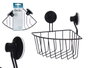 Berilo Support mural d'angle en métal noir mat avec ventouse 13x17x3 cm (Set de 12)