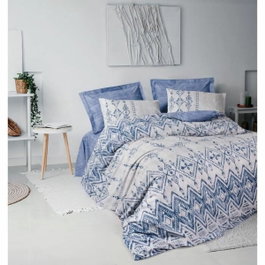BigBuy Home Parure de couette Bleu 220 x 240 cm en coton renforcé