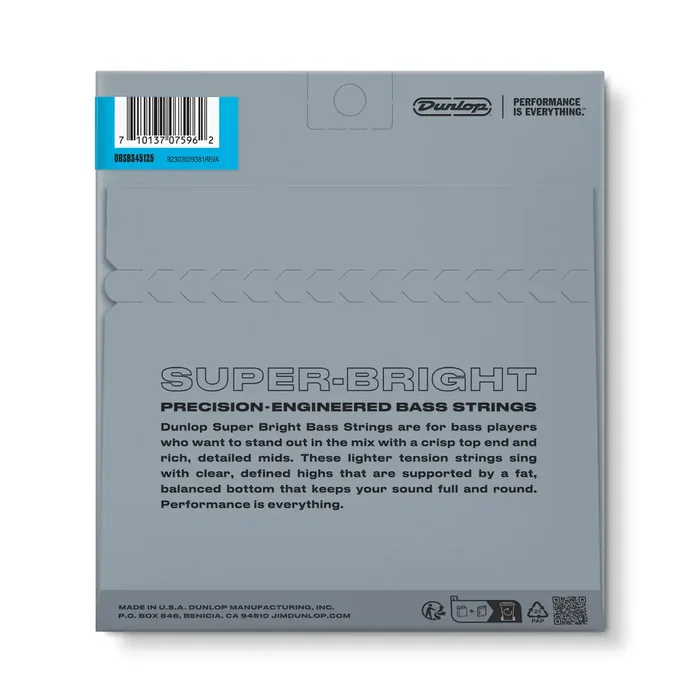 Dunlopst Super Bright Medium Jeu de 5 Cordes Acier Inoxydable 45-125