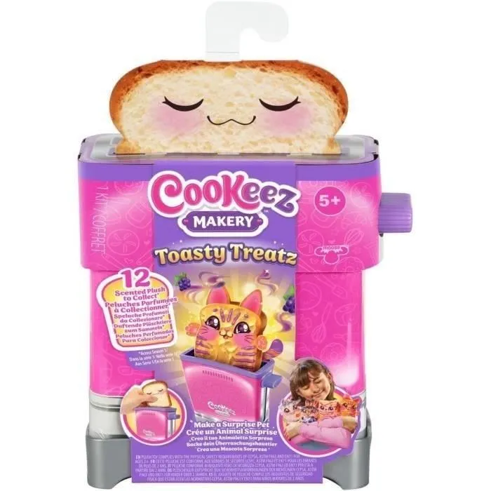 Cookeez Makery Toasty Treatz - Grille-pain interactif avec peluche parfumée en forme de toast aléatoire - 12 modèles à collectionner - Dès 5 ans