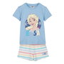 Cerdá Pyjama Court en Jersey à Manches Courtes avec Thème Frozen pour Enfant de 3 Ans - Taille 3 Ans, Couleur Bleu Clair