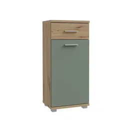 Forte Meuble bas de salle de bain CHAMP - Chêne artisan et Vert sauge