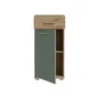 Forte Meuble Bas de Salle de Bain CHAMP Décor Chêne et Vert Sauge - 1 Porte, 1 Tiroir, 1 Tablette - Configuration Droite/Gauche - L 40.2 x P 28.9 x H 87.6 cm