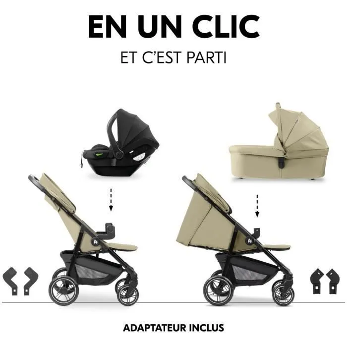 Hauck Shop N Care Trio 3-en-1 Olive - Poussette, Nacelle, Siège Auto Groupe 0+/1 avec Adaptateurs - Léger, Plage UPF 50+, Jusqu'à 22 kg
