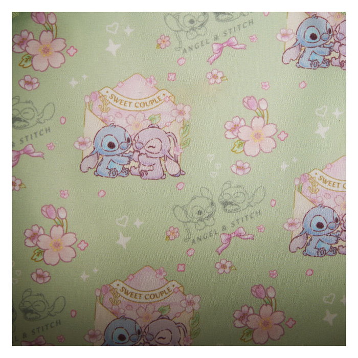 LOUNGEFLY Sac bandoulière Disney Stitch Mignon en simili cuir avec détails 3D de fleurs et lazos, fermoir doré rose et intérieur assorti
