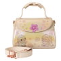 LOUNGEFLY Sac bandoulière Disney Stitch Mignon en simili cuir avec détails 3D de fleurs et lazos, fermoir doré rose et intérieur assorti