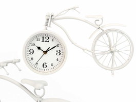 Giftdecor Horloge Murale Bicyclette Métal Blanc 36x22x7 cm (Set de 4)