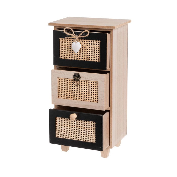 BigBuy Home Boîte à bijoux HEARTS Blanc Noir Naturel