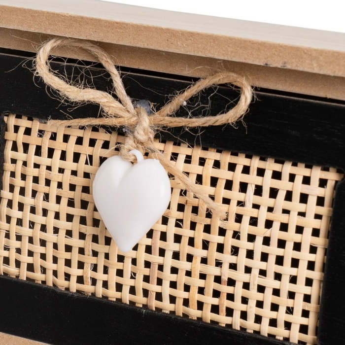 BigBuy Home Boîte à bijoux HEARTS Blanc Noir Naturel