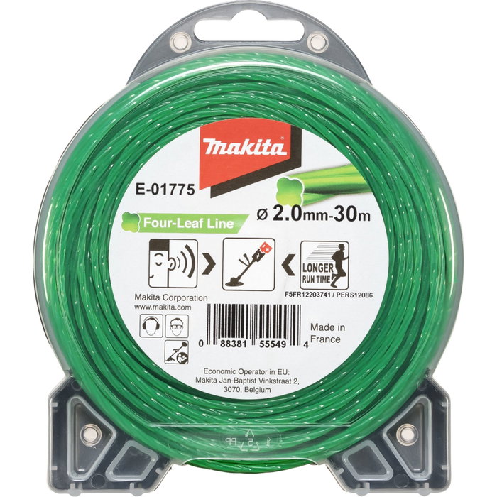 Makita E-01775 Fil de coupe à quatre feuilles 2,0 mm x 30 m Makita E-01775 Fil de coupe à quatre feuilles 2,0 mm x 30 m