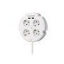 Simon Base multiple ronde 4 prises Schuko + 2 USB 2,5A 1,5m H05VV-F 3G1,5 16A/250V Blanc Ø16x4cm