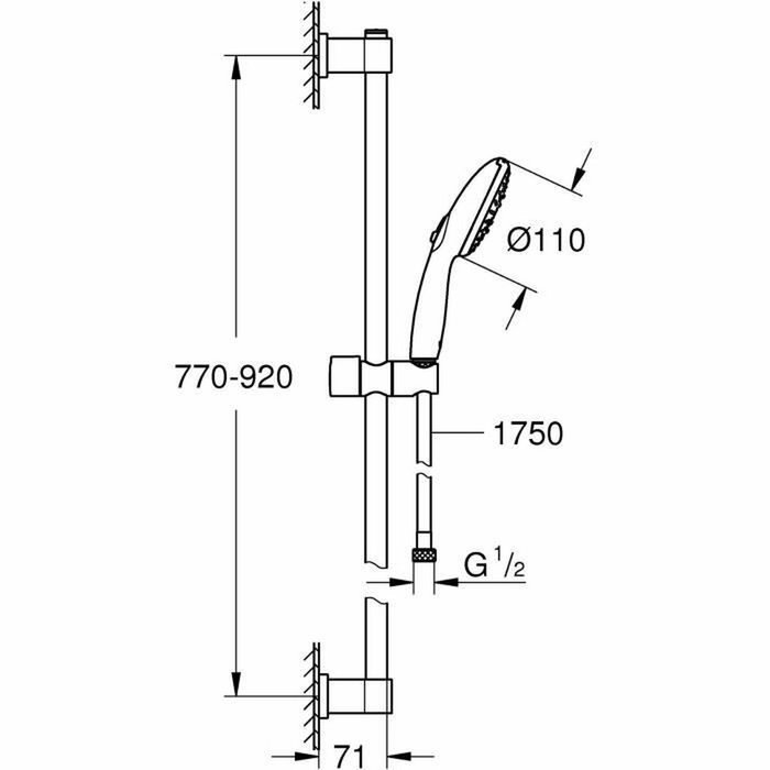 GROHE Vitalio Start 110 Ensemble de douche 3 jets, barre 90cm, Chromé