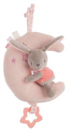 Creaciones Llopis Luna Lapin Rose en Velours avec Boîte à Musique