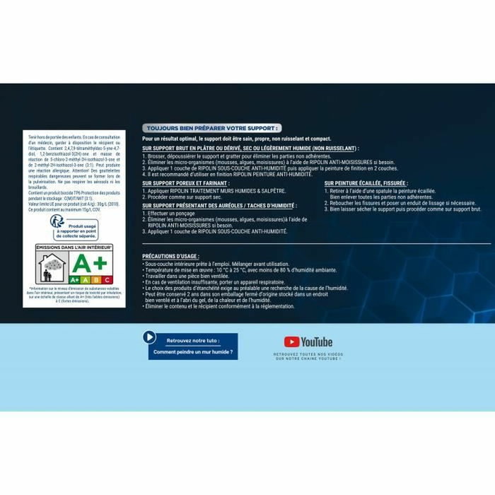 Ripolin Sous couche anti-humidité mat blanc 2,5L
