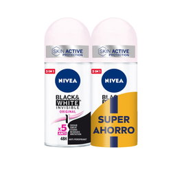 Nivea Roll-on Invisible Black & White Original, paquet de 2 x 50 ml