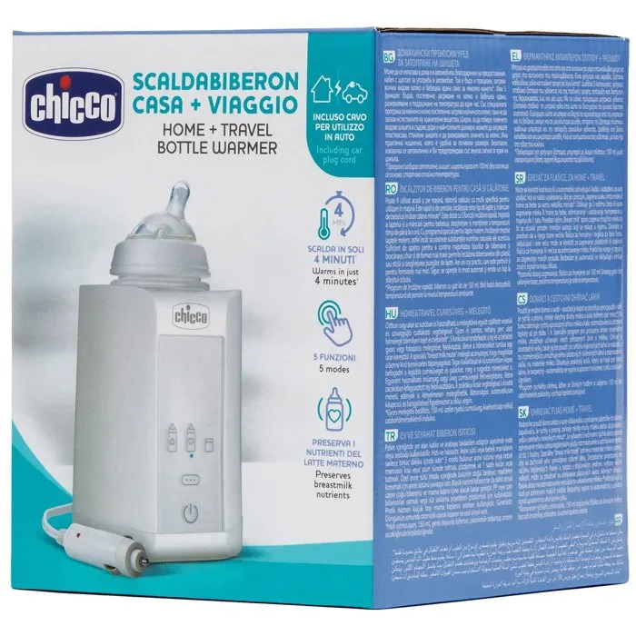 Chicco Chauffe-biberon Voyage avec Interface Tactile Compact, pour Biberons et Petits Pots, Chauffe Rapide et Uniforme, pour Maison et Déplacements