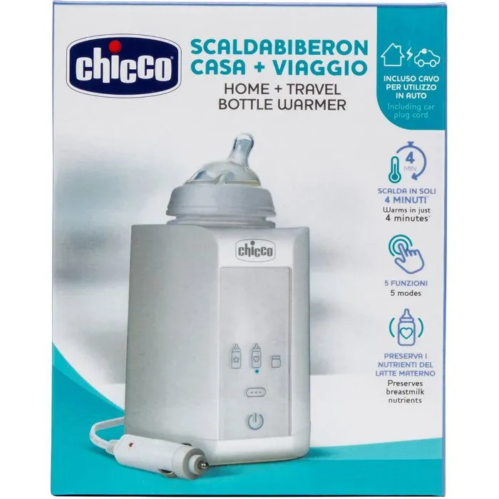 Chicco Chauffe-biberon Voyage avec Interface Tactile Compact, pour Biberons et Petits Pots, Chauffe Rapide et Uniforme, pour Maison et Déplacements