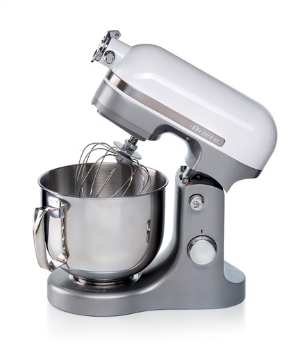 Ariete 1589/01 Robot de Cuisine Multifonction 5.5L Blanc - Bol Inox 1600W, 11 Vitesses, avec Accessoires pour Pétrir, Mélanger et Battir