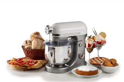 Ariete 1589/01 Robot de Cuisine Multifonction 5.5L Blanc - Bol Inox 1600W, 11 Vitesses, avec Accessoires pour Pétrir, Mélanger et Battir