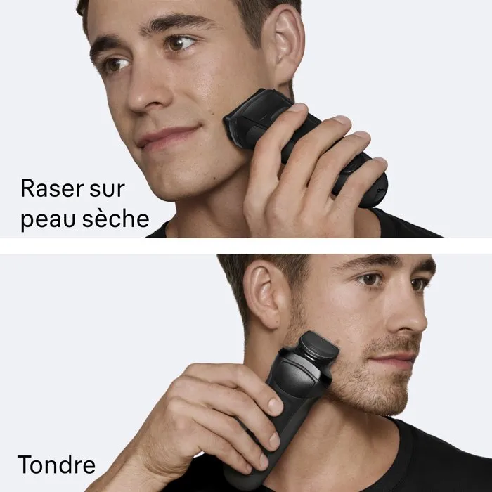 Braun Series 3 - Rasoir électrique pour homme - Noir - Autonomie 30 min - Charge rapide 5 min - Tondeuse incluse - Utilisable sous la douche