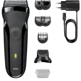 Braun Series 3 - Rasoir électrique pour homme - Noir - Autonomie 30 min - Charge rapide 5 min - Tondeuse incluse - Utilisable sous la douche