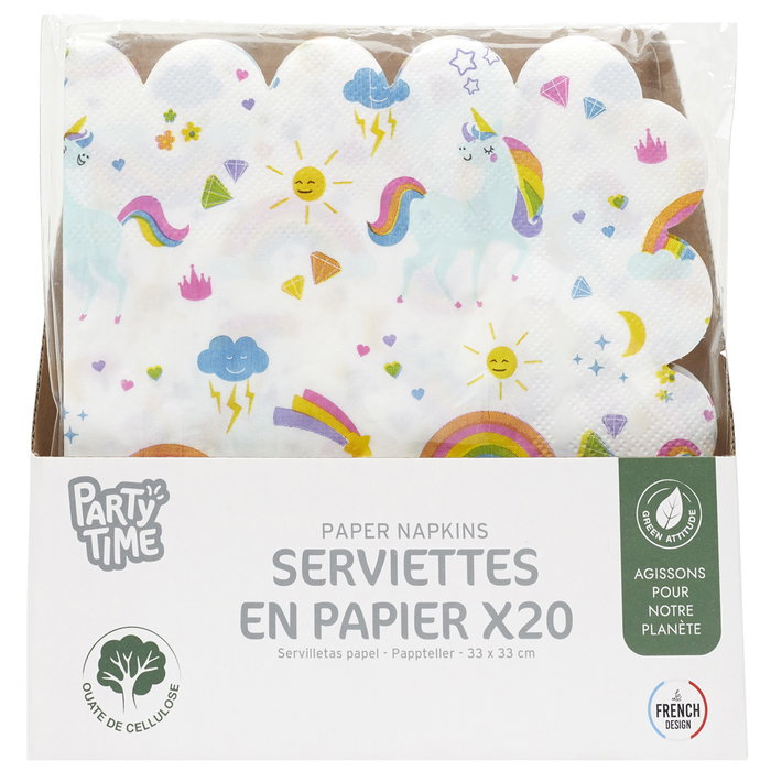 Party Time Lot de 20 serviettes en papier LICORNE