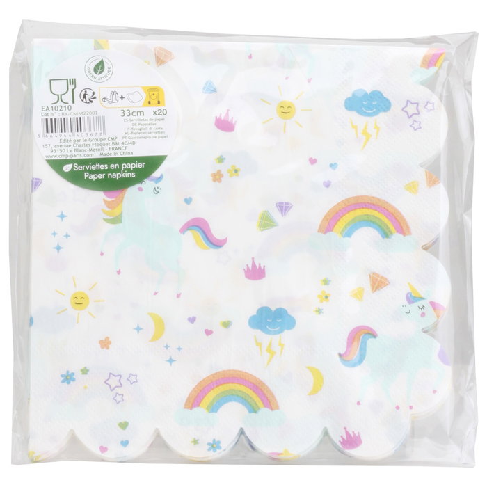 Party Time Lot de 20 serviettes en papier LICORNE