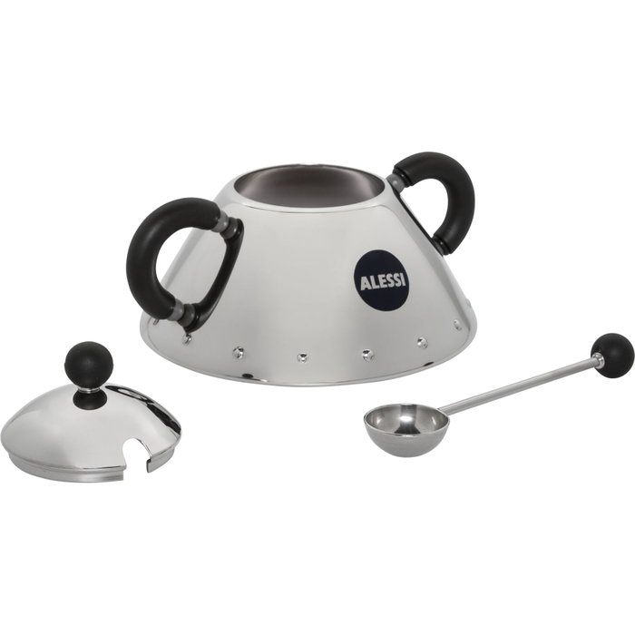 Alessi Sucrier avec cuillère 9097 B en acier inoxydable et résine noire Alessi Sucrier avec cuillère 9097 B en acier inoxydable et résine noire