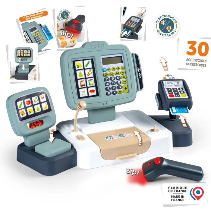 Smoby Grande Caisse Enregistreuse avec 30 accessoires