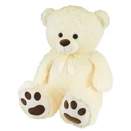 Jemini Ours en Peluche Crème avec Noeud - Grand Ours Doux d'environ 100 cm