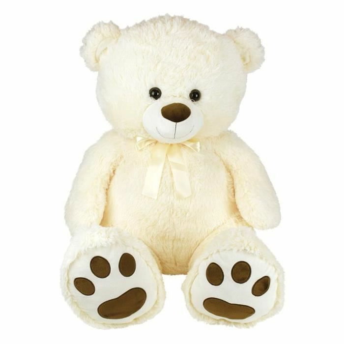 Jemini Ours en Peluche PLANET PLUSH Beige avec Nœud - 100 cm