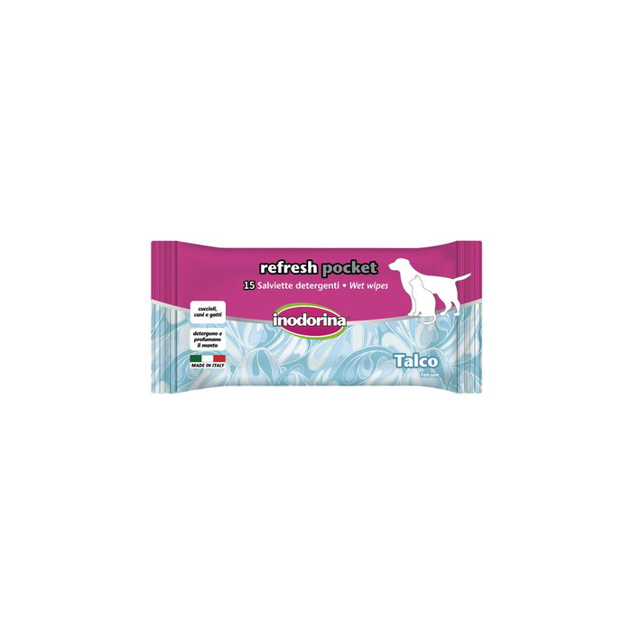 Lingettes humides pour animaux domestiques Inodorina Talco Talc en poudre 60 Unités