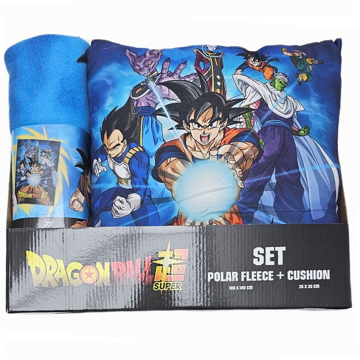 TOEI ANIMATION - Set de couverture polaire et coussin Dragon Ball Super - Couverture 100x140 cm, Coussin 35x35 cm TOEI ANIMATION - Set de couverture polaire et coussin Dragon Ball Super - Couverture 100x140 cm, Coussin 35x35 cm
