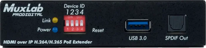 Muxlab Récepteur HDMI H.264/H.265 PoE Extension Signal HDMI sur IP