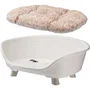 Ferplast - Panier corbeille coussin relax blanc pour chat et chien, Taille L 73 x 55 x 27 cm, avec appui-tête et coussin