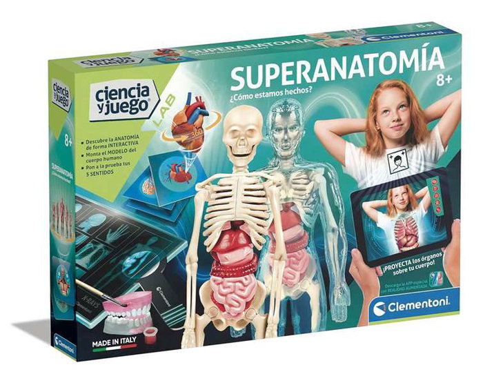 Clementoni Jeu d'Anatomie Superanatomía - Science et Découverte du Corps Humain - Puzzle et Maquette - 45,1 x 31,1 x 7 cm - Dès 8 ans