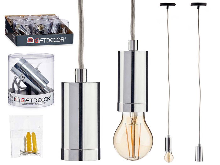 Giftdecor Lampe Suspendue Acier Argenté 10x10x94 cm (Set de 12) Giftdecor Lampe Suspendue Acier Argenté 10x10x94 cm (Set de 12)
