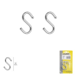 MAURER Crochet en forme de S 50 mm Chromé (Blister de 2 pièces)